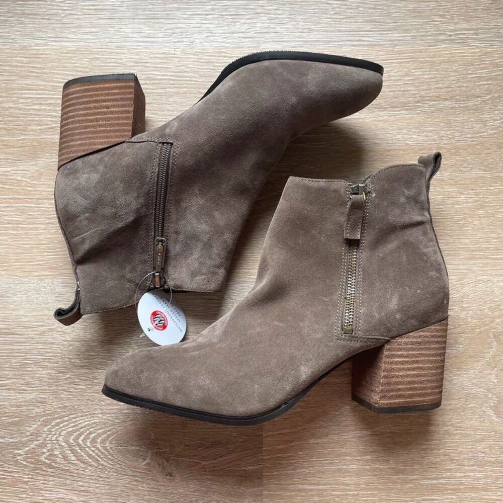 Blondo Suede Taupe Waterproof Booties